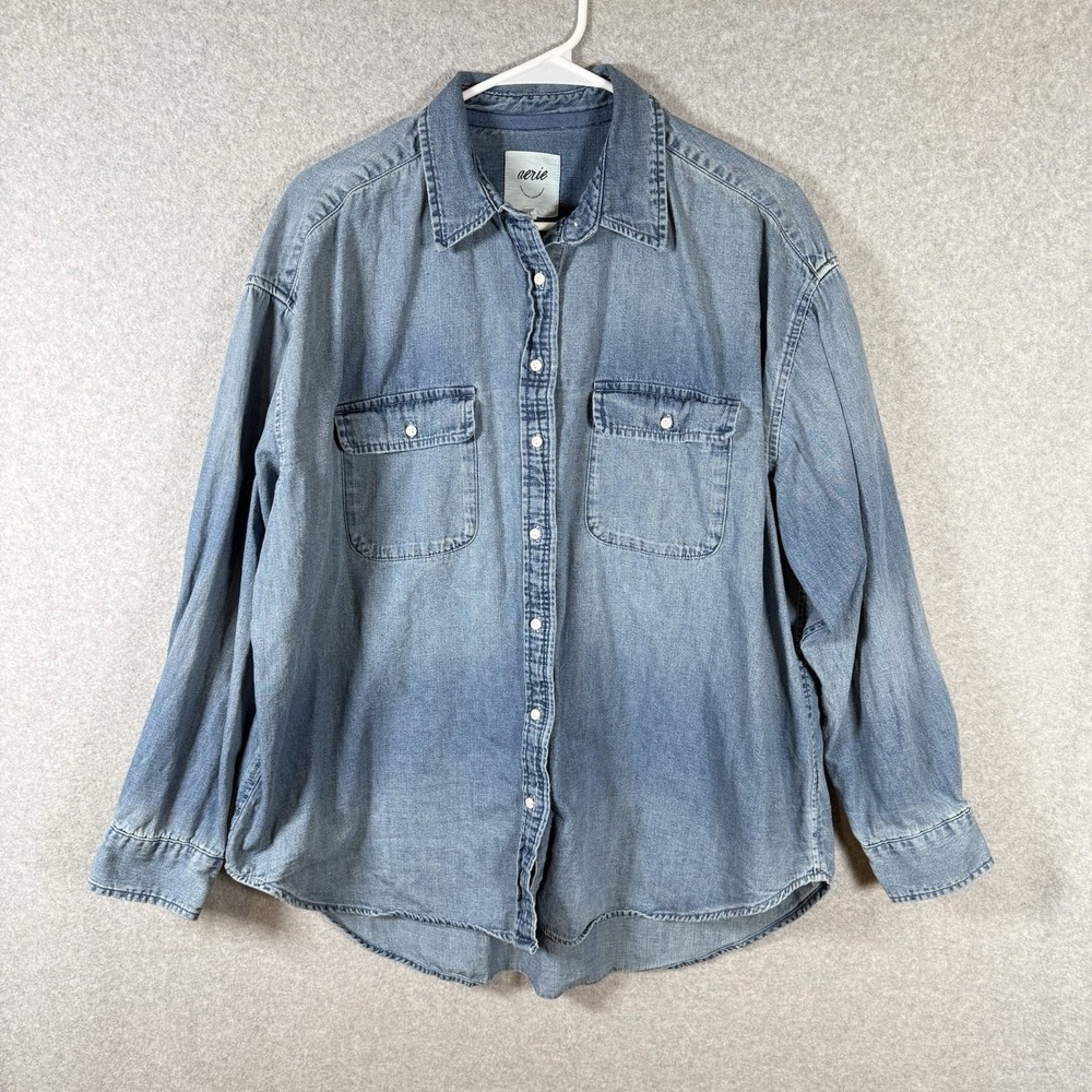 Aerie denim chambray button up womens small cotton shirt